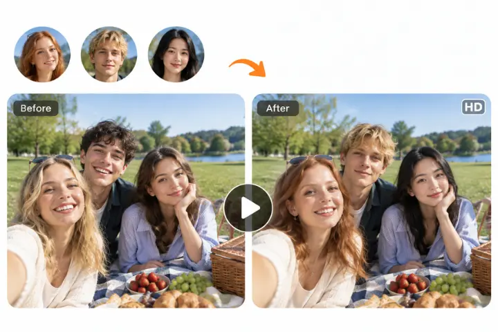 Three people having a picnic in the park