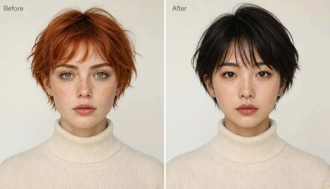 Before and after face swap comparison showing natural facial expressions after face replacement